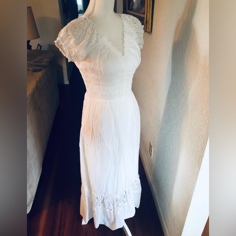 White Peasant Lace Dress by Anna Kaci Wedding - Picture 12 of 14